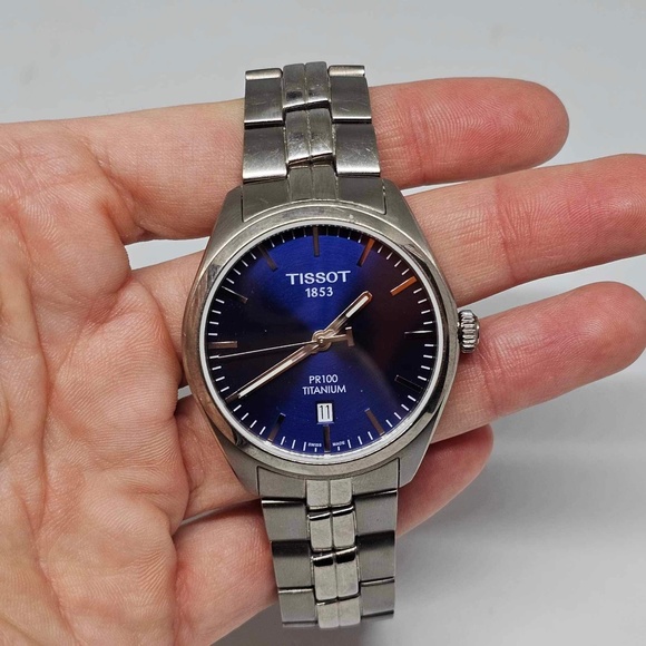 TISSOT 1853 men’s watch PR Titanium blue face - Picture 1 of 13